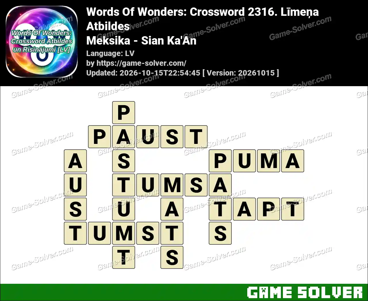 Words Of Wonders: Crossword 2316. Līmeņa Atbildes – Meksika – Sian Ka’An